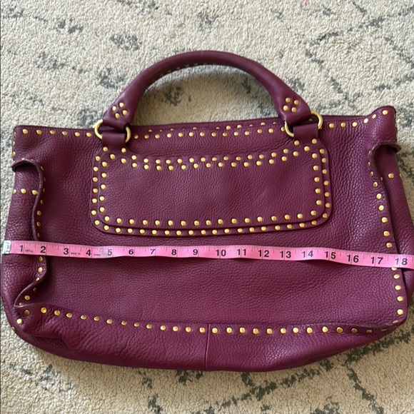 Wilson’s Leather Studded dark Pink Leather Tote Bag - Picture 2 of 9